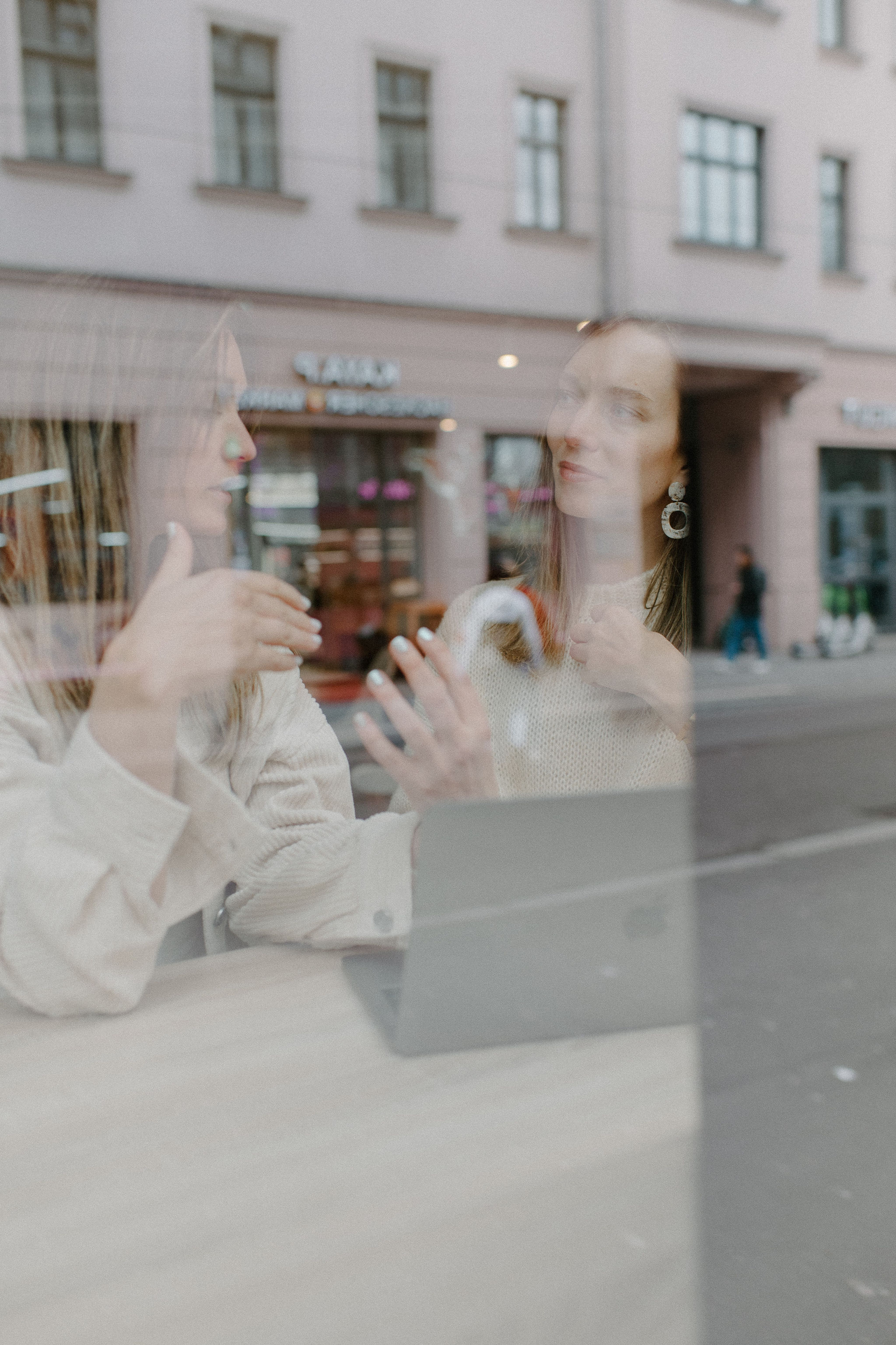 Two people in conversation